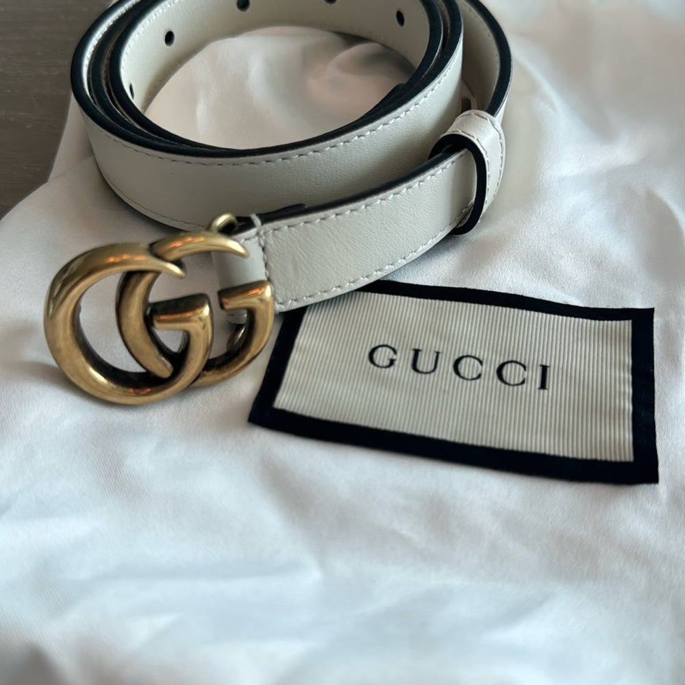 THIN GUCCI MARMONT BELT IN IVORY SIZE 75 CM
